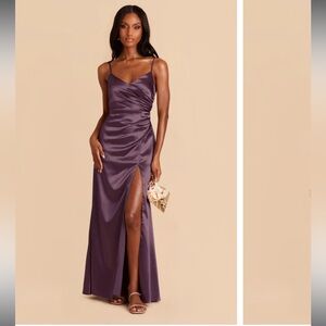 Catherine Dress Shiny Satin Plum